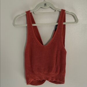 Women's Burnt Orange Knit Tank Top with Twisted back.